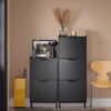 SoBuy FSR151-H-SCH Armoire à Chaussures 3 Abattants Ultra-Slim 19cm, Rangement Compact pour Entrée Couloir – 50x19x129 cm, Noir