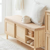 SoBuy Lot FSR163-N + FSR160-N – Ensemble Meubles à Chaussures Couleur Naturelle, Banc avec Coussin + Armoire 2 Abattants, Rangement Entrée 2 Pièces