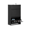 SoBuy FSR165-SCH Armoire à Chaussures avec Coussin Rembourré, Coffre de Rangement 2 Abattants pour Entrée – Noir