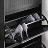 SoBuy FSR165-SCH Armoire à Chaussures avec Coussin Rembourré, Coffre de Rangement 2 Abattants pour Entrée – Noir