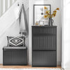 SoBuy FSR165-SCH Armoire à Chaussures avec Coussin Rembourré, Coffre de Rangement 2 Abattants pour Entrée – Noir