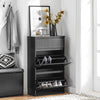 SoBuy FSR165-SCH Armoire à Chaussures avec Coussin Rembourré, Coffre de Rangement 2 Abattants pour Entrée – Noir