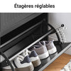 SoBuy FSR165-SCH Armoire à Chaussures avec Coussin Rembourré, Coffre de Rangement 2 Abattants pour Entrée – Noir
