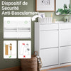 SoBuy FSR169-W Meuble à Chaussures Ultra-Slim 19 cm à Abattants – Rangement Discret – Blanc