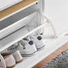 SoBuy FSR171-W Banc à Chaussures 104cm – 2 Abattants, Compartiment Supérieur, 240kg, MDF E1 – Blanc et Bois