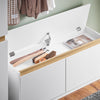 SoBuy FSR171-W Banc à Chaussures 104cm – 2 Abattants, Compartiment Supérieur, 240kg, MDF E1 – Blanc et Bois