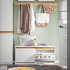 SoBuy FSR171-W Banc à Chaussures 104cm – 2 Abattants, Compartiment Supérieur, 240kg, MDF E1 – Blanc et Bois