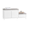 SoBuy FSR172-W Banc à Chaussures pour Enfants avec 2 Coussins Rembourrés, 2 Portes et 1 Tiroir, Charge 181 kg pour Entrée – 100x35x42 cm, Blanc
