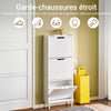 SoBuy FSR177-H-W Meuble à Chaussures à Abattants Ultra-Slim 19cm – Rangement Discret Gain de Place – 50x19x130 cm Blanc