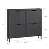 SoBuy FSR177-L-SCH Armoire à Chaussures 4 Abattants Ultra-Slim 19cm, Rangement 8-12 Paires pour Entrée – 100x19x91 cm, Noir