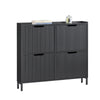 SoBuy FSR177-L-SCH Armoire à Chaussures 4 Abattants Ultra-Slim 19cm, Rangement 8-12 Paires pour Entrée – 100x19x91 cm, Noir