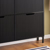 SoBuy FSR177-L-SCH Armoire à Chaussures 4 Abattants Ultra-Slim 19cm, Rangement 8-12 Paires pour Entrée – 100x19x91 cm, Noir