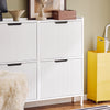 SoBuy FSR177-L-W Armoire à Chaussures 4 Abattants Ultra-Slim 19cm, Rangement 8-12 Paires pour Entrée – 100x19x91 cm, Blanc