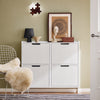 SoBuy FSR177-L-W Armoire à Chaussures 4 Abattants Ultra-Slim 19cm, Rangement 8-12 Paires pour Entrée – 100x19x91 cm, Blanc