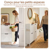 SoBuy FSR177-L-W Armoire à Chaussures 4 Abattants Ultra-Slim 19cm, Rangement 8-12 Paires pour Entrée – 100x19x91 cm, Blanc