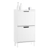 SoBuy FSR177-W Armoire à Chaussures 2 Abattants Ultra-Slim 19cm, Rangement Compact pour Entrée Couloir – 50x19x90 cm, Blanc