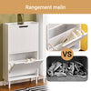 SoBuy FSR177-W Armoire à Chaussures 2 Abattants Ultra-Slim 19cm, Rangement Compact pour Entrée Couloir – 50x19x90 cm, Blanc