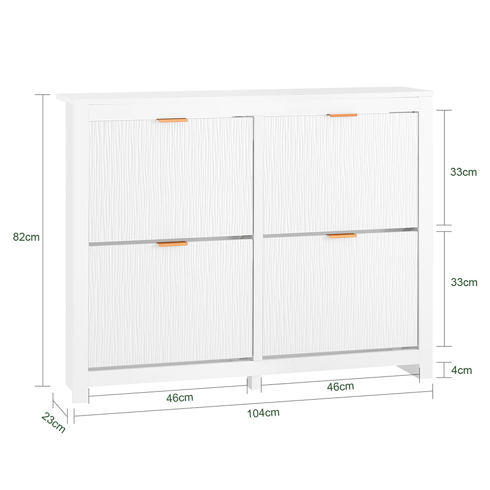 SoBuy FSR186-II-W Meuble à Chaussures à Abattants 4 Niveaux – Rangement Familial pour Entrée – 104x23x82 cm Blanc