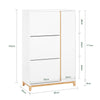 SoBuy FSR189-WN Armoire à Chaussures 3 Abattants et 1 Porte, Grande Capacité 20 Paires pour Entrée – 80x34x122 cm, Blanc et Naturel