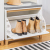 SoBuy FSR191-WN Banc à Chaussures avec Coussin Rembourré et 1 Abattant pour Entrée Couloir – 60x34x55 cm, Blanc et Naturel
