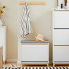 SoBuy FSR191-WN Banc à Chaussures avec Coussin Rembourré et 1 Abattant pour Entrée Couloir – 60x34x55 cm, Blanc et Naturel