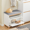 SoBuy FSR191-WN Banc à Chaussures avec Coussin Rembourré et 1 Abattant pour Entrée Couloir – 60x34x55 cm, Blanc et Naturel