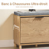 SoBuy FSR199-N Banc à Chaussures avec Coussin Rembourré, Abattant et Rangement Caché, Slim 24cm pour Entrée – 60x24x50 cm, Naturel