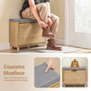 SoBuy FSR199-N Banc à Chaussures avec Coussin Rembourré, Abattant et Rangement Caché, Slim 24cm pour Entrée – 60x24x50 cm, Naturel