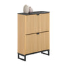 SoBuy FSR202-N Armoire à Chaussures Slim 60cm, 2 Abattants 8-12 Paires, Pieds Métal, Fixation Murale – Naturel et Noir