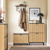 SoBuy FSR202-N Armoire à Chaussures Slim 60cm, 2 Abattants 8-12 Paires, Pieds Métal, Fixation Murale – Naturel et Noir