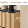 SoBuy FSR202-N Armoire à Chaussures Slim 60cm, 2 Abattants 8-12 Paires, Pieds Métal, Fixation Murale – Naturel et Noir
