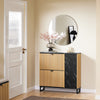 SoBuy FSR203-N Armoire à Chaussures 2 Abattants et Porte Latérale, Design Nordique Compact pour Entrée – 90x24x88 cm, Naturel et Noir