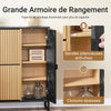 SoBuy FSR203-N Armoire à Chaussures 2 Abattants et Porte Latérale, Design Nordique Compact pour Entrée – 90x24x88 cm, Naturel et Noir
