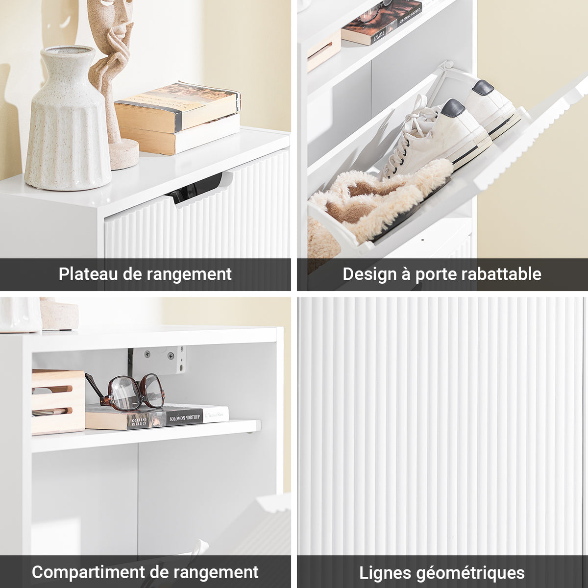 SoBuy FSR204-W Meuble à Chaussures Gain de Place Ultra-Slim 19cm – Entrée Étroite – 50x19x100 cm Blanc