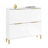 SoBuy FSR206-GW Meuble à Chaussures Gain de Place Ultra-Slim 19cm – Entrée Étroite – 100x19x90 cm Blanc et Or