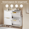 SoBuy FSR206-GW Meuble à Chaussures Gain de Place Ultra-Slim 19cm – Entrée Étroite – 100x19x90 cm Blanc et Or