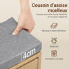 SoBuy FSR211-N Banc à Chaussures avec Assise Rembourrée Lin, 3 Abattants Slim 24cm, 8 Paires Pointure 47, Charge 237 kg pour Entrée – 100x24x50 cm, Naturel
