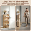 SoBuy FSR213-N Meuble à Chaussures Gain de Place – Entrée Étroite – 60x24x120 cm Naturel