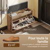 SoBuy FSR218-F Banc à Chaussures avec Coussin Amovible et 1 Abattant, Slim 24cm, 6-8 Paires Pointure 47, Charge 123 kg pour Entrée – 75x24x53 cm, Bois et Gris