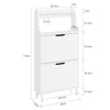 SoBuy FSR221-W Meuble Chaussures Meuble à Chaussures Extra Plat 19 cm, Rangement Jusqu’à Taille 47, avec Crochets et Étagère Ouverte pour Petit Appartement Couloir Entrée Blanc 60x19x119 cm