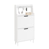 SoBuy FSR221-W Meuble Chaussures Meuble à Chaussures Extra Plat 19 cm, Rangement Jusqu’à Taille 47, avec Crochets et Étagère Ouverte pour Petit Appartement Couloir Entrée Blanc 60x19x119 cm