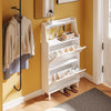 SoBuy FSR221-W Meuble Chaussures Meuble à Chaussures Extra Plat 19 cm, Rangement Jusqu’à Taille 47, avec Crochets et Étagère Ouverte pour Petit Appartement Couloir Entrée Blanc 60x19x119 cm