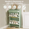 SoBuy FSR223-GR Armoire à Chaussures Cannage 2 Abattants et 1 Tiroir – 12 Paires, Meuble d'Entrée – 62×25×97 cm, Vert