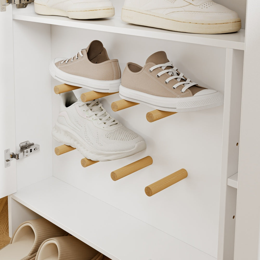 SoBuy FSR227-E-W Meuble à Chaussures Blanc – Armoire à Chaussures Ultra-Étroite 15 cm avec Étagère Ouverte – 98×15×123,5 cm, Charge 50 kg