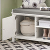 SoBuy FSR35-W Banc à Chaussures avec Coussin Rembourré et Rangement pour Bottes, Meuble d'Entrée – 105x35x43 cm, Blanc