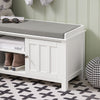 SoBuy FSR35-W Banc à Chaussures avec Coussin Rembourré et Rangement pour Bottes, Meuble d'Entrée – 105x35x43 cm, Blanc