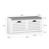 SoBuy FSR62-II-W Banc à Chaussures avec Coussin Rembourré et Rangement pour Entrée Couloir – 97x30x47 cm, Blanc