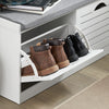 SoBuy FSR62-II-W Banc à Chaussures avec Coussin Rembourré et Rangement pour Entrée Couloir – 97x30x47 cm, Blanc