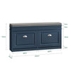 SoBuy FSR64-B Banc à Chaussures 2 Abattants avec Coussin Rembourré, Tiroir et Crochet pour Entrée – 104x24x51 cm, Bleu