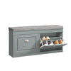 SoBuy FSR64-HG Banc à Chaussures 104 cm avec Coussin Déhoussable et 2 Abattants – Charge 150 kg – Bois FSC – Gris